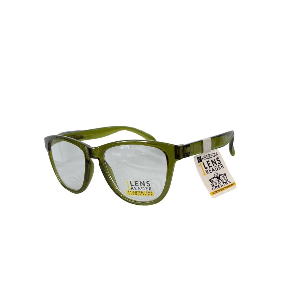 Kreedom Paisley 1 Lens Reader Glasses Green Patented Lens Technology Modern NEW